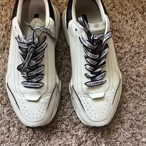 Dolce & Gabbana White and Black Sneakers with Chunky Sole